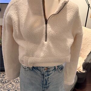 Cozy White Sherpa Quarter-Zip Pullover
